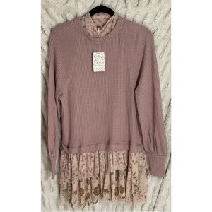 Free People Opposites Attract Pearl Mauve Combo Mini Dress
